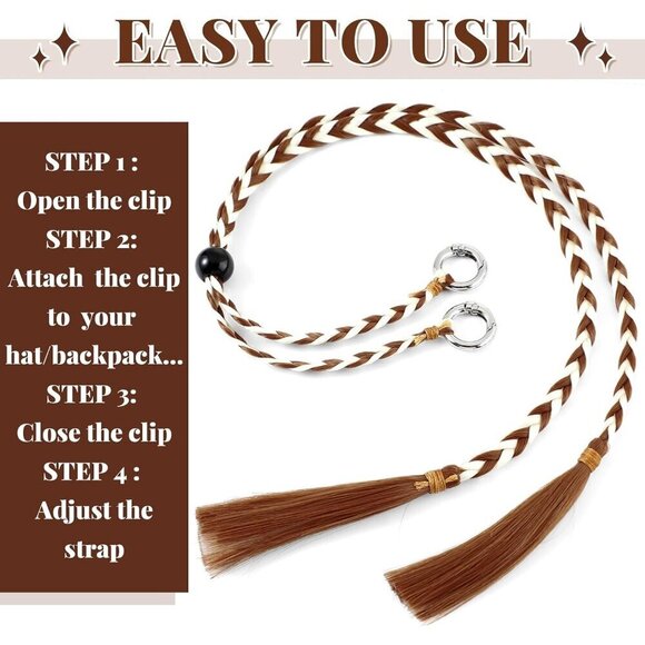 Western Braided Hat Chin Straps Set Removable Tassels for Men Women main image 4